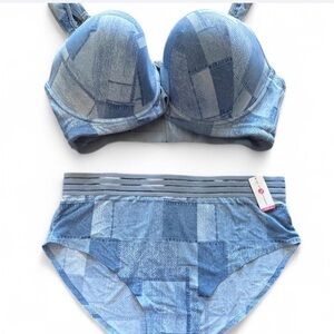 ASHLEY STEWART BRA BUNDLE size 38DDD SIZE12 bottoms Blue Women's Intimate Set